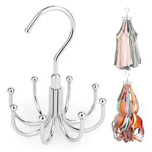 Tank Top Hanger, Rotating Bra Organizer for Closet, Holds 24 Bras | Heavy-Duty Metal, Holds Up to 24 Garments, Sports Bras Holder with 8 Hooks, Hanging Space-Saving Closet Organizer and Storage Tank Top Hanger, Rotating Bra Organizer for Closet, Holds 24 Bras | Heavy-Duty Metal, Holds Up to 24 Garments, Sports Bras Holder with 8 Hooks, Hanging Space-Saving Closet Organizer and Storage