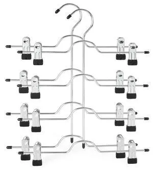 HANGER 4 Tier Metal Skirt Hangers with Clips 80% Space Saving 2 Pack | Pants Hanger Space Saving, Adjustable Clips, Closet Organizer for Women, Non Slip Grip for Skirts, Shorts, Pant, Jean Black HANGER 4 Tier Metal Skirt Hangers with Clips 80% Space Saving 2 Pack | Pants Hanger Space Saving, Adjustable Clips, Closet Organizer for Women, Non Slip Grip for Skirts, Shorts, Pant, Jean Black