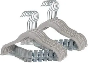 Non-Slip Clothes Hangers for Baby and Kids 20-Pack Velvet Hangers with Movable Clips, Heavy-Duty and Space-Saving for Pants,Skirts, Coat, Gray Non-Slip Clothes Hangers for Baby and Kids 20-Pack Velvet Hangers with Movable Clips, Heavy-Duty and Space-Saving for Pants,Skirts, Coat, Gray