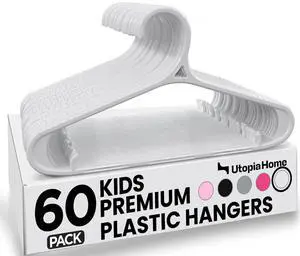 Kids Hangers 60 Pack 11 Inch Non-Slip Baby Hangers White | Non-slip shoulder grooves | Strap hooks | Pants bar | Ideal for children's & infant clothes Kids Hangers 60 Pack 11 Inch Non-Slip Baby Hangers White | Non-slip shoulder grooves | Strap hooks | Pants bar | Ideal for children's & infant clothes