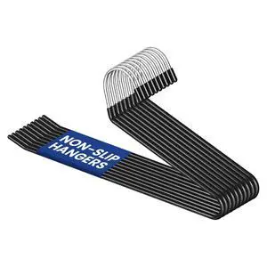 Open Ended Pants Hangers - Non Slip Heavy Duty Metal Hangers 10 Pack - Space Saving Jeans Trousers Blanket Organizer for Closet - 7 lbs Load Capacity Rubber Coating Black Open Ended Pants Hangers - Non Slip Heavy Duty Metal Hangers 10 Pack - Space Saving Jeans Trousers Blanket Organizer for Closet - 7 lbs Load Capacity Rubber Coating Black