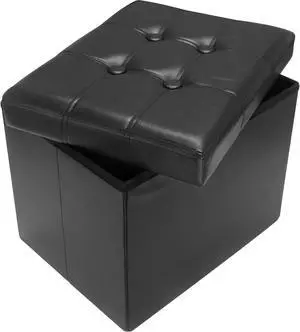 Ottoman with Storage,17" Folding Leather Foot Rest Chest,Black | Storage Ottoman Foot Rest Stool,Thickened Foam Cushion,Living Room,Bedroom,Dorm,Load 300 lbs,Easy to install,17x13x13in Ottoman with Storage,17" Folding Leather Foot Rest Chest,Black | Storage Ottoman Foot Rest Stool,Thickened Foam Cushion,Living Room,Bedroom,Dorm,Load 300 lbs,Easy to install,17x13x13in