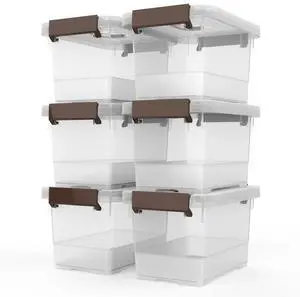 Clear Storage Latch Box, 6 Pack Storage Organizer Bins with Latching Handle and Lids, 3.5 Quart Clear Storage Latch Box, 6 Pack Storage Organizer Bins with Latching Handle and Lids, 3.5 Quart