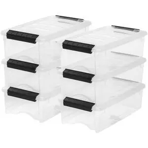6-Pack 6 Quart Storage Bins with Lids | Transparent design keeps contents visible, Ideal for shoes, photos, documents, and small essentials, Nestable to save space 6-Pack 6 Quart Storage Bins with Lids | Transparent design keeps contents visible, Ideal for shoes, photos, documents, and small essentials, Nestable to save space