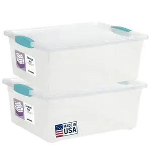 Plastic Storage Containers, 12 Qt, Clear with Lids, 2 Pack, Made in USA (Deep - 14 x 11 x 6) Plastic Storage Containers, 12 Qt, Clear with Lids, 2 Pack, Made in USA (Deep - 14 x 11 x 6)
