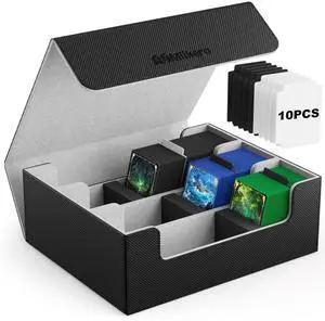 Trading Card Storage Box, Bulk Card Storage for 1800+ Sleeved Cards, PU Leather Magnetic Closure Card Organizer with 10 Dividers & 3 Foam Stoppers, Fit for MTG, TCG and Sports Cards Trading Card Storage Box, Bulk Card Storage for 1800+ Sleeved Cards, PU Leather Magnetic Closure Card Organizer with 10 Dividers & 3 Foam Stoppers, Fit for MTG, TCG and Sports Cards