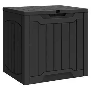 Outdoor Resin Storage Box 31 Gal | Water-resistant Patio Deck Box Outdoor Storage Box for Pillows, Garden Equipment, Securely Lockable, Black Outdoor Resin Storage Box 31 Gal | Water-resistant Patio Deck Box Outdoor Storage Box for Pillows, Garden Equipment, Securely Lockable, Black