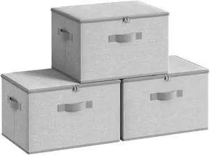 Set of 3 Foldable Storage Organizer Boxes with Zipper Lids | Clothes Organizer with Handles, 31 Quart, Dove Gray, TINA Collection URZB003W01 Set of 3 Foldable Storage Organizer Boxes with Zipper Lids | Clothes Organizer with Handles, 31 Quart, Dove Gray, TINA Collection URZB003W01