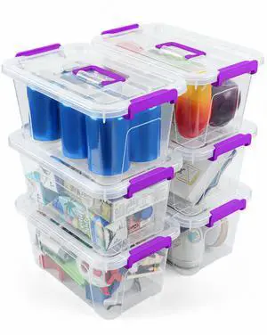 Storage Bins with Lids,7Qt Clear Stackable Storage Containers With Lids Buckle Latches.Perfect for LEGO, Crafts, Office Supplies, and Dorm Room Organization,6-Pack (Clear) Storage Bins with Lids,7Qt Clear Stackable Storage Containers With Lids Buckle Latches.Perfect for LEGO, Crafts, Office Supplies, and Dorm Room Organization,6-Pack (Clear)