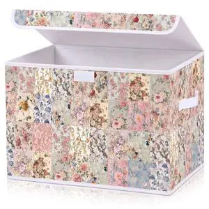 Vintage Floral Storage Bin with Lid and Carrying Handle Retro Flower Foldable Storage Box Large Farmhouse Decorative Collapsible Container Basket for Organizing Closet Home Bedroom Gift Vintage Floral Storage Bin with Lid and Carrying Handle Retro Flower Foldable Storage Box Large Farmhouse Decorative Collapsible Container Basket for Organizing Closet Home Bedroom Gift