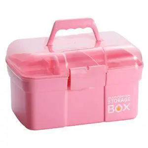 11'' Plastic Storage Box with Removable Tray, Multipurpose Organizer and Storage Case for Art Craft and Cosmetic (Pink) 11'' Plastic Storage Box with Removable Tray, Multipurpose Organizer and Storage Case for Art Craft and Cosmetic (Pink)