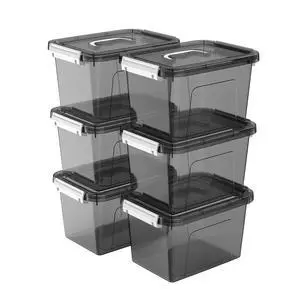 6 Quart Stackable Plastic Storage Bins with Lids, 6 Pack Clear Black Small Organizer Boxes with Latches for Bathroom, Pantry, Office Desk and Small Item Storage 6 Quart Stackable Plastic Storage Bins with Lids, 6 Pack Clear Black Small Organizer Boxes with Latches for Bathroom, Pantry, Office Desk and Small Item Storage