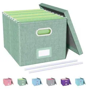 File Organizer, File Box, File Cabinet for Letter File Folder Storage, Portable Storage Bins with Lids for Office/Decor/Home,Document Organizer, 1 Pack,Green-Box Only File Organizer, File Box, File Cabinet for Letter File Folder Storage, Portable Storage Bins with Lids for Office/Decor/Home,Document Organizer, 1 Pack,Green-Box Only