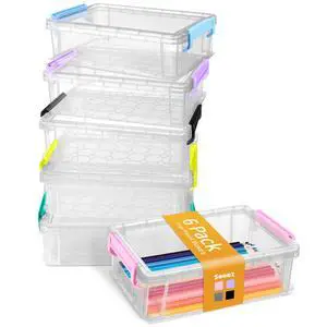 6 Pack Extra Large Pencil Box, Plastic Pencil Case Crayon Box | Clear Marker Organizer Plastic Containers with Lid, Stackable Storage Boxes for Art Craft,Back to School Supplies, Multi 6 Pack Extra Large Pencil Box, Plastic Pencil Case Crayon Box | Clear Marker Organizer Plastic Containers with Lid, Stackable Storage Boxes for Art Craft,Back to School Supplies, Multi