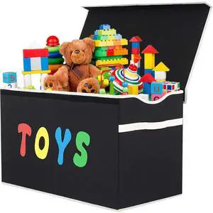 Toy Box Chest, Collapsible Sturdy Storage Bins with Lids, Extra Large Kids Toy Storage Organizer Boxes Bins Baskets for Kids, Boys, Girls, Nursery Room, Playroom, Closet (BLACK) Toy Box Chest, Collapsible Sturdy Storage Bins with Lids, Extra Large Kids Toy Storage Organizer Boxes Bins Baskets for Kids, Boys, Girls, Nursery Room, Playroom, Closet (BLACK)