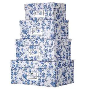 Blue White Floral Nested Decorative Storage Boxes with Lids | 4Pcs Vanity Desktop Organizer Bin, Cardboard Photo Boxes Storage for Makeup, Office Supplies, Entryway Shelf Decor, Gift Box Blue White Floral Nested Decorative Storage Boxes with Lids | 4Pcs Vanity Desktop Organizer Bin, Cardboard Photo Boxes Storage for Makeup, Office Supplies, Entryway Shelf Decor, Gift Box