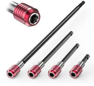 4PCS Drill Bit Extension Set, 1/4" Hex Shank Magnetic Bit Holder in 2", 4", 6", 12" Lengths, Cr-V Steel for Impact Driver, Screwdriver Bits, Nuts & Sockets | 1/4-inch hex shanks and Cr-V steel 4PCS Drill Bit Extension Set, 1/4" Hex Shank Magnetic Bit Holder in 2", 4", 6", 12" Lengths, Cr-V Steel for Impact Driver, Screwdriver Bits, Nuts & Sockets | 1/4-inch hex shanks and Cr-V steel