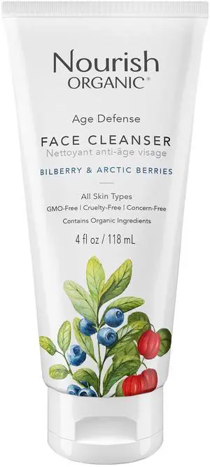 Face Cleanser, Age Defense Bilberry & Arctic Berries Anti-Aging Face Wash with Aloe Vera + Washable Cotton Round Face Cleanser, Age Defense Bilberry & Arctic Berries Anti-Aging Face Wash with Aloe Vera + Washable Cotton Round