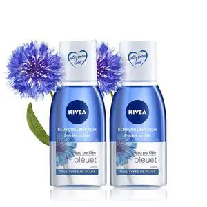 Double Action Cornflower Eye Makeup Remover (2 x 125 ml), Two-Phase Facial Cleanser Enriched with Purified Water, Waterproof Makeup Remover for Women for All Skin Types Double Action Cornflower Eye Makeup Remover (2 x 125 ml), Two-Phase Facial Cleanser Enriched with Purified Water, Waterproof Makeup Remover for Women for All Skin Types