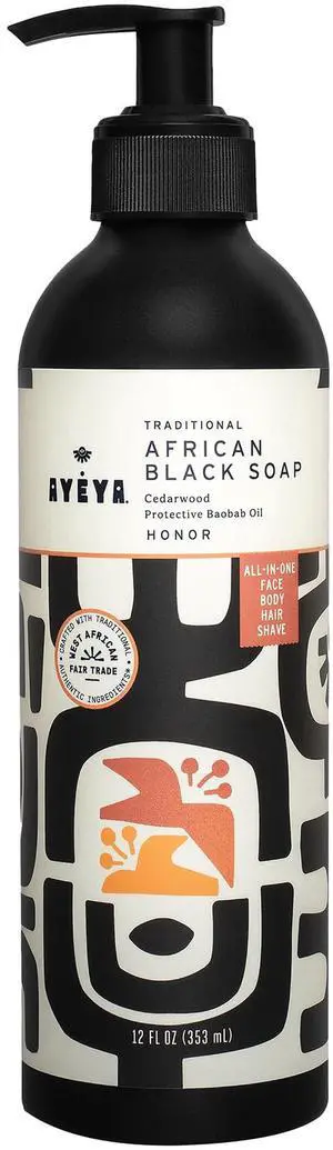 Liquid African Black Soap Honor | Cedarwood, Patchouli & Moringa | Firming Face & Body Wash for Mature, Textured & Aging Skin | Anti-Aging Vegan Cleanser with Shea | Made in Ghana | 12 Fl Oz Liquid African Black Soap Honor | Cedarwood, Patchouli & Moringa | Firming Face & Body Wash for Mature, Textured & Aging Skin | Anti-Aging Vegan Cleanser with Shea | Made in Ghana | 12 Fl Oz
