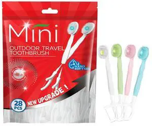 28 Packs Mini Brushes Disposable Toothbrushes, Mix Flover | with Toothpaste, Floss, Pick, Tongue Scraper, Travel Size Business Trip Individually Wrapped 28 Packs Mini Brushes Disposable Toothbrushes, Mix Flover | with Toothpaste, Floss, Pick, Tongue Scraper, Travel Size Business Trip Individually Wrapped