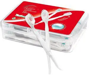 Mini Disposable Toothbrushes with Toothpaste and Toothpick, Tongue Cleaners, Reduce Bad Breath, Tongue Scraper, Prepasted Toothbrush, Pick for Work or Travel (Peach, 20pcs) Mini Disposable Toothbrushes with Toothpaste and Toothpick, Tongue Cleaners, Reduce Bad Breath, Tongue Scraper, Prepasted Toothbrush, Pick for Work or Travel (Peach, 20pcs)
