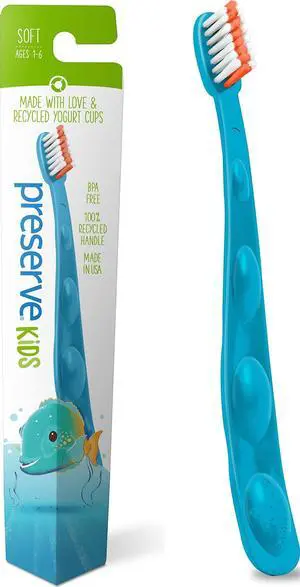 Kids Toothbrushes, Made in the USA from Recycled Plastic, Soft Bristles, Colors Vary, 1 Count Kids Toothbrushes, Made in the USA from Recycled Plastic, Soft Bristles, Colors Vary, 1 Count