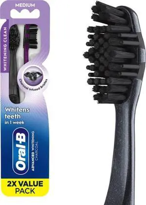 3D White Charcoal Manual Toothbrush, 2-Pack, Medium Bristles, Teeth Whitening Brushes for Adults 3D White Charcoal Manual Toothbrush, 2-Pack, Medium Bristles, Teeth Whitening Brushes for Adults