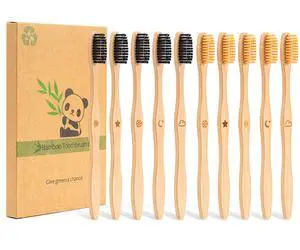 Bamboo Toothbrush Medium Bristle, 10Pcs Biodegradable Bulk Wooden Toothbrushes Bamboo Toothbrush Medium Bristle, 10Pcs Biodegradable Bulk Wooden Toothbrushes