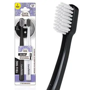 Yin & Yang Toothbrush with Extra Soft Bristles, Promotes Gentle, Balanced Oral Hygiene for a Brighter & Happier Smile, Eco Friendly, BPA Free, 2 Count Yin & Yang Toothbrush with Extra Soft Bristles, Promotes Gentle, Balanced Oral Hygiene for a Brighter & Happier Smile, Eco Friendly, BPA Free, 2 Count