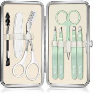 Tweezers for Women, 8 in 1 Eyebrow Kit with Tweezers, Trimmer, Scissor, Razor, Brush with Travel Bag, Eyebrow Shaping Kit Tweezers for Women, 8 in 1 Eyebrow Kit with Tweezers, Trimmer, Scissor, Razor, Brush with Travel Bag, Eyebrow Shaping Kit