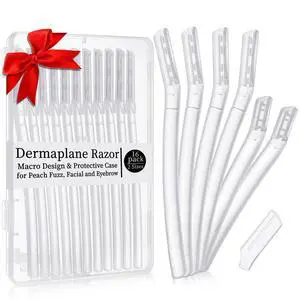 16 Count Dermaplane Razor for Women Face, Micro Blades | Professional Clear Face Razors for Peach Fuzz, Eyebrow Hair Remover, 12 Long and 4 Short Gentle Skin Exfoliation Blades 16 Count Dermaplane Razor for Women Face, Micro Blades | Professional Clear Face Razors for Peach Fuzz, Eyebrow Hair Remover, 12 Long and 4 Short Gentle Skin Exfoliation Blades