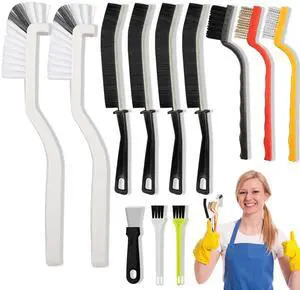 Crevice Cleaning Brush, Hard Bristle Cleaning Tool with Scraper, Grout Brush kit for Bathroom, Kitchen, Sink, Faucet, Window Grooves, Bottles, Blenders, 12Pcs Crevice Cleaning Brush, Hard Bristle Cleaning Tool with Scraper, Grout Brush kit for Bathroom, Kitchen, Sink, Faucet, Window Grooves, Bottles, Blenders, 12Pcs