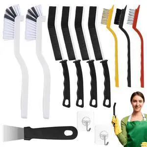 12PCS Grout Brush Set, Hard Bristle Crevice & Baseboard Tool | Crevice cleaning tool designed to reach tight spaces between tiles, sinks, cabinets and baseboards with ease. 12PCS Grout Brush Set, Hard Bristle Crevice & Baseboard Tool | Crevice cleaning tool designed to reach tight spaces between tiles, sinks, cabinets and baseboards with ease.
