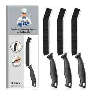 Crevice Cleaning Brush, Grout Scrub Brush for Corners, Tight Spaces | Hard bristles, Heavy duty and flexible, for deep cleaning of hard to reach areas of kitchen and bathroom, 3 pack, black Crevice Cleaning Brush, Grout Scrub Brush for Corners, Tight Spaces | Hard bristles, Heavy duty and flexible, for deep cleaning of hard to reach areas of kitchen and bathroom, 3 pack, black