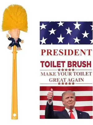 Toilet Brush, Great Gag Gift, Fun Design, Premium Quality Toilet Bowl Brush with Solid Handle and Durable Bristles for Bathroom Cleaning, Political Satire Products Toilet Brush, Great Gag Gift, Fun Design, Premium Quality Toilet Bowl Brush with Solid Handle and Durable Bristles for Bathroom Cleaning, Political Satire Products