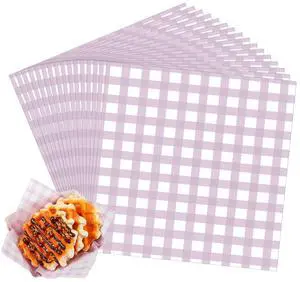 =200 Pcs Purple Checkered Wax Paper Sheets 7 x 7 Inch Deli Paper | Printed Parchment Paper Sheets Food Basket Liners for Sandwich, Burgers, Greaseproof Disposable Outdoor Picnic Party Supplies =200 Pcs Purple Checkered Wax Paper Sheets 7 x 7 Inch Deli Paper | Printed Parchment Paper Sheets Food Basket Liners for Sandwich, Burgers, Greaseproof Disposable Outdoor Picnic Party Supplies