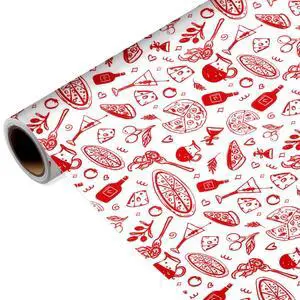 Food Wrapping Paper Roll for Food Lovers, Pizza Gift Wrap for Foodies & Cooks, Red Hand-Drawn Design for Wedding, Baby Shower, Birthday, Pizza Night, Dinner Party, Hostess Gift, 17 Inch × 16.4 Feet Food Wrapping Paper Roll for Food Lovers, Pizza Gift Wrap for Foodies & Cooks, Red Hand-Drawn Design for Wedding, Baby Shower, Birthday, Pizza Night, Dinner Party, Hostess Gift, 17 Inch × 16.4 Feet