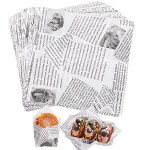 100 PCS Newspaper Print Deli Paper Sheets 7 * 7 Inch, Food-grade Greaseproof Paper Food Basket Liners for Sandwiches, Burgers, Fries Wrapping for Party, Festival and Outdoors - White 100 PCS Newspaper Print Deli Paper Sheets 7 * 7 Inch, Food-grade Greaseproof Paper Food Basket Liners for Sandwiches, Burgers, Fries Wrapping for Party, Festival and Outdoors - White