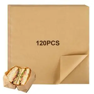 Sandwich Deli Paper for Lettuce Wraps, 120 PCS Brown Deli Paper Sheets 12x12 Inch, Grease Resistant Food Paper for Sandwiches, Burgers, BBQ, Cookies, Food Baskets and Kitchen Use Sandwich Deli Paper for Lettuce Wraps, 120 PCS Brown Deli Paper Sheets 12x12 Inch, Grease Resistant Food Paper for Sandwiches, Burgers, BBQ, Cookies, Food Baskets and Kitchen Use