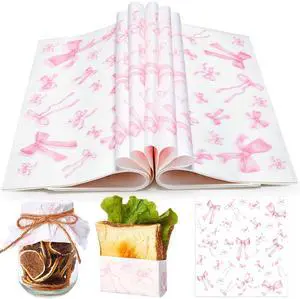 100 Sheet Pink Bow Wax Paper for Sandwich Burgers 11.4 x 11 Inches | Bow Deli Paper, Pink Parchment Paper, Coquette Ribbon Bowknot Wrapping, Greaseproof, Food Liners Birthday Picnic Party Favors 100 Sheet Pink Bow Wax Paper for Sandwich Burgers 11.4 x 11 Inches | Bow Deli Paper, Pink Parchment Paper, Coquette Ribbon Bowknot Wrapping, Greaseproof, Food Liners Birthday Picnic Party Favors