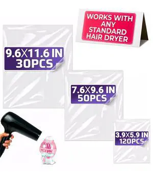 200 Pcs Heat Shrink Wrap Bags, 3 Sizes, Clear PVC for Gift Wrapping | Heat Seal Bags; Heavy-Duty; 3.93x5.90 (120) 7.67x9.64 (50) 9.64x11.61 (30) In; for Soap, Candles, Bath Bombs, & DIY Packaging 200 Pcs Heat Shrink Wrap Bags, 3 Sizes, Clear PVC for Gift Wrapping | Heat Seal Bags; Heavy-Duty; 3.93x5.90 (120) 7.67x9.64 (50) 9.64x11.61 (30) In; for Soap, Candles, Bath Bombs, & DIY Packaging