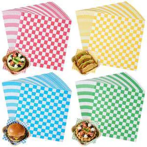 200 Pcs Waxed Deli Paper Sheets 7x7 Inch Greaseproof Food Basket Liners for Sandwiches, Burgers Wrapping, Multi-Color Checkered Paper for Kitchen, Food Truck, Party (200pcs) 200 Pcs Waxed Deli Paper Sheets 7x7 Inch Greaseproof Food Basket Liners for Sandwiches, Burgers Wrapping, Multi-Color Checkered Paper for Kitchen, Food Truck, Party (200pcs)