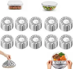 100Pcs Thickened Reusable Aluminum Foil Food Covers | 2026 Upgraded Heat Retaining Covers, 110 Heat Resistant Elastic for Meals Vegetables Fruits Leftovers for Kitchen 100Pcs Thickened Reusable Aluminum Foil Food Covers | 2026 Upgraded Heat Retaining Covers, 110 Heat Resistant Elastic for Meals Vegetables Fruits Leftovers for Kitchen