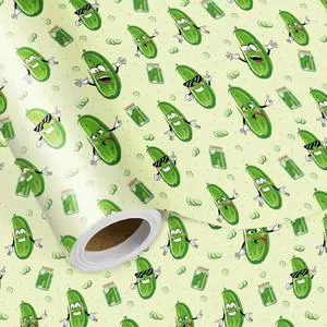 Funny Pickle Wrapping Paper Roll, Cartoon Pickle Food Pattern Gift Wrap for Birthday, Teens, Food Lovers, Party & Gag Gifts, Mini Roll 17 in x 16.4 Feet Funny Pickle Wrapping Paper Roll, Cartoon Pickle Food Pattern Gift Wrap for Birthday, Teens, Food Lovers, Party & Gag Gifts, Mini Roll 17 in x 16.4 Feet