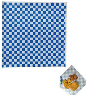 100 Sheets Blue & White Checkered Deli Paper - Grease Resistant, 11.5''x11.5'' 100 Sheets Blue & White Checkered Deli Paper - Grease Resistant, 11.5''x11.5''