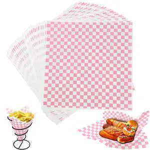 Paper Sheets 12x12", Pink Checkered Sandwich Wrapping Paper for Party 100 Sheets, Resistant Food Basket Liners, Waxed Deli Paper Paper Sheets 12x12", Pink Checkered Sandwich Wrapping Paper for Party 100 Sheets, Resistant Food Basket Liners, Waxed Deli Paper