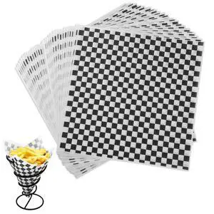 Waxed Deli Paper Sheets 12 * 12 Inch, 100 Pcs Food Basket Liners for Sandwiches, Burgers, Checkered Deli Wrap Wax Paper Sheets Black Waxed Deli Paper Sheets 12 * 12 Inch, 100 Pcs Food Basket Liners for Sandwiches, Burgers, Checkered Deli Wrap Wax Paper Sheets Black