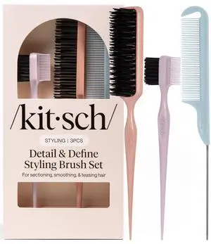 Slick Back Hair Brush Slick Back Brush for Styling | Hair Styling Combs Kit with Pintail Comb, Edge Brush & Teasing Tool, Comb Set for Precision Parts, and Smooth Edges Slick Back Hair Brush Slick Back Brush for Styling | Hair Styling Combs Kit with Pintail Comb, Edge Brush & Teasing Tool, Comb Set for Precision Parts, and Smooth Edges