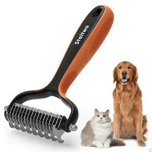 Deshedding Dog Brush for Shedding, Undercoat Rake for Dog&Cat | Orange Extra-Wide Double-Sided Pet Grooming tool | Shedding Control for Long/Medium-Haired Dogs and Cats, Knot Removal Deshedding Dog Brush for Shedding, Undercoat Rake for Dog&Cat | Orange Extra-Wide Double-Sided Pet Grooming tool | Shedding Control for Long/Medium-Haired Dogs and Cats, Knot Removal